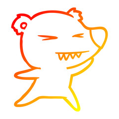 warm gradient line drawing angry polar bear cartoon
