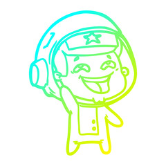 cold gradient line drawing cartoon laughing astronaut