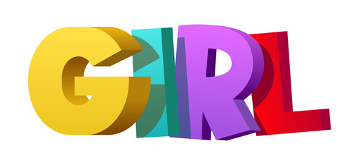 Colorful illustration of Girl word