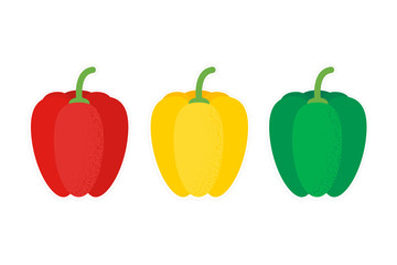 Isolated green, red, yellow pepper icon