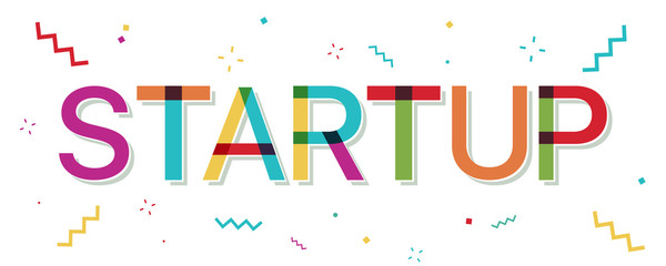 Startup colorful banner with confetti
