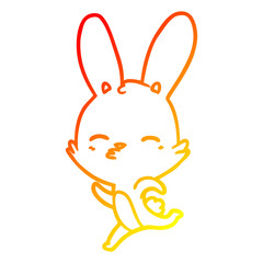 warm gradient line drawing running bunny cartoon
