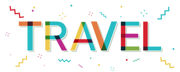 Travel colorful banner with confetti