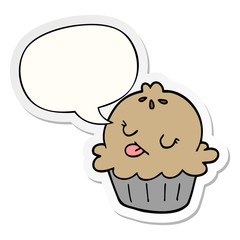 cute cartoon pie and speech bubble sticker