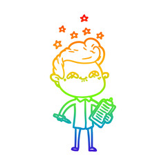 rainbow gradient line drawing cartoon excited man