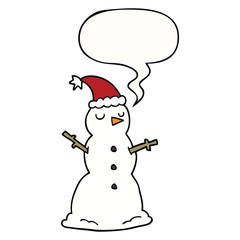 cartoon snowman and speech bubble