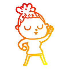 warm gradient line drawing cartoon calm woman