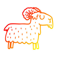 warm gradient line drawing cartoon stubborn goat