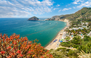 Landscape with Maronti beach, Ischia island, Italy - obrazy, fototapety, plakaty