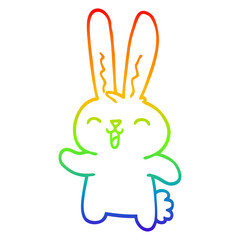 rainbow gradient line drawing cartoon jolly rabbit