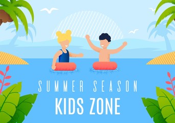 Bright Banner Inscription Summer Season Kids Zone.