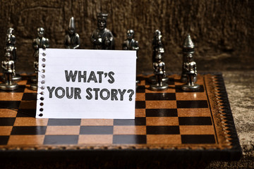 Writing note showing What S Is Your Story question. Business concept for analysisner of asking...
