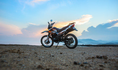 Fototapeta na wymiar Motorcycle By The Sea