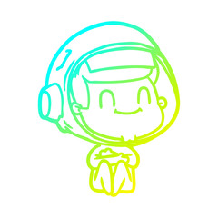 cold gradient line drawing happy cartoon astronaut