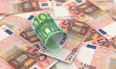 100 Euro banknote on White Background