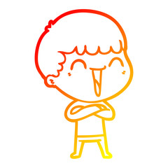 warm gradient line drawing cartoon happy man