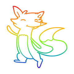 rainbow gradient line drawing cartoon happy fox