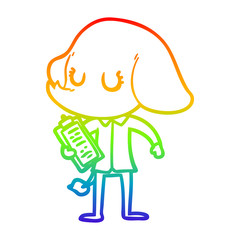 rainbow gradient line drawing cute cartoon elephant