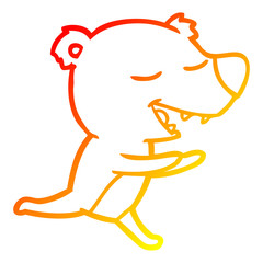 warm gradient line drawing cartoon bear