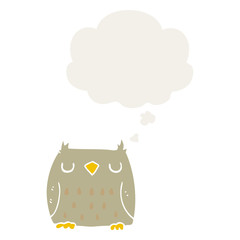 cute cartoon owl and thought bubble in retro style
