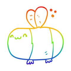 rainbow gradient line drawing cute cartoon bee