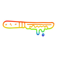 rainbow gradient line drawing cartoon butter knife