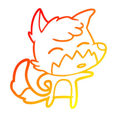 warm gradient line drawing cartoon fox