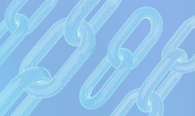Block chain. Crypto currency. Hyperlink chain. Blockchain concept. 3D wireframe chain with digital code. Chain link with binary code. Editable cryptocurrency template. Stock vector illustration.