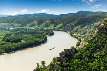 Landscape of Wachau valley, Danube river, Austria.
