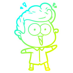 Fototapeta premium cold gradient line drawing cartoon excited man