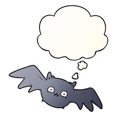 cartoon halloween bat and thought bubble in smooth gradient style