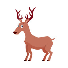 Cute cartoon deer vector flat illustration.