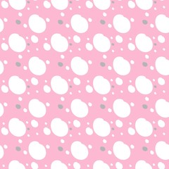Seamless pattern of a variety of dots and spots of different colors and shapes, for the decoration of the fabric, vector image
