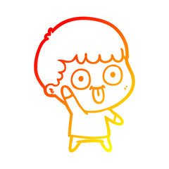 warm gradient line drawing cartoon dumb kid