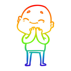 rainbow gradient line drawing happy cartoon bald man