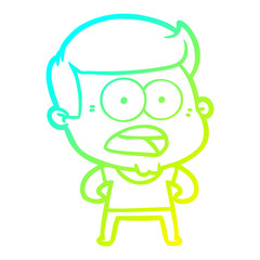 cold gradient line drawing cartoon shocked man