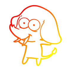 warm gradient line drawing happy cartoon elephant