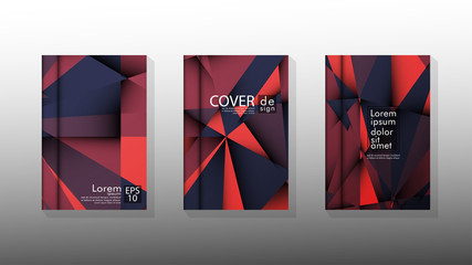 Gradient minimal geometric pattern. design a triangular cover background with red and black