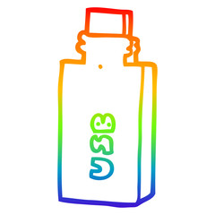 rainbow gradient line drawing cartoon flash drive