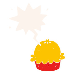 cartoon pie and speech bubble in retro style