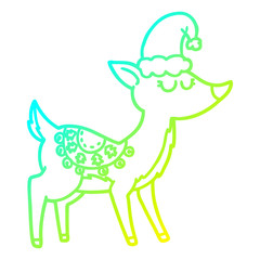 cold gradient line drawing cartoon reindeer