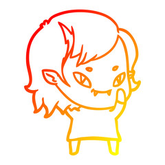 warm gradient line drawing cartoon friendly vampire girl