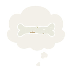 cartoon bone and thought bubble in retro style