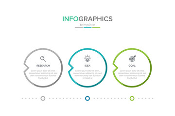 Concept of arrow business model with 3 successive steps. Three colorful rectangular elements. Timeline design for brochure, presentation. Infographic design layout.
