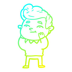 cold gradient line drawing happy cartoon man