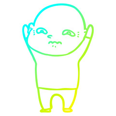 cold gradient line drawing cartoon nervous man