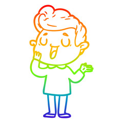 rainbow gradient line drawing happy cartoon man