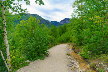 Fototapeta na wymiar La Chouenne Trail, in Grands-Jardins National Park, Quebec