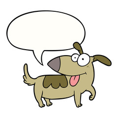 cartoon happy dog and speech bubble