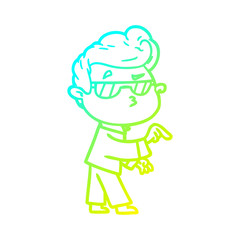 cold gradient line drawing cartoon cool guy